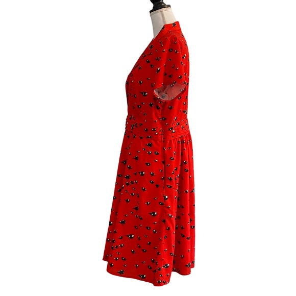 eShakti Red Midi Dress with Black Floral Pattern - Picture 5 of 14